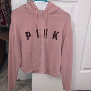 Pink by Victoria’s Secret semi crop hoodie w/open back